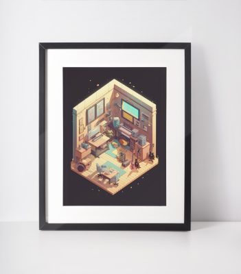 Isometric Home Studio Wall Art Digital Poster